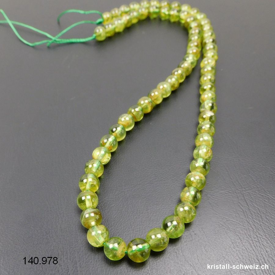 Strang Peridot - Olivin 6 mm / 39,5 cm, ca. 64 Kugeln