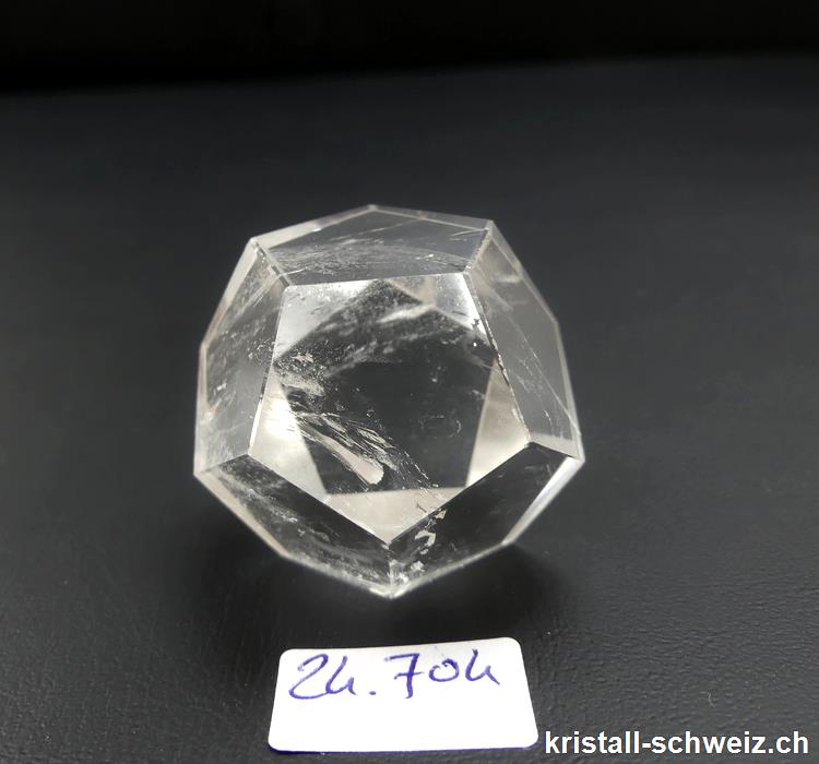 Dodekaeder aus Bergkristall, 2,7 cm dick. Unikat von 38 Gramm