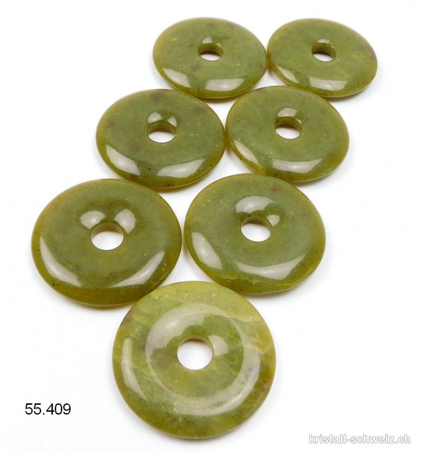 Jade Serpentin Oliv, Donut 4 cm