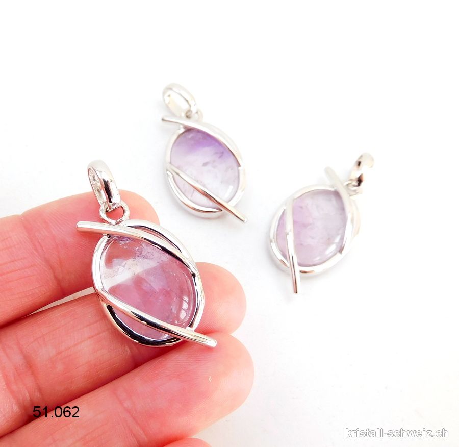 Anhänger Amethyst hell aus 925er Silber rhodiniert. A-Qual.