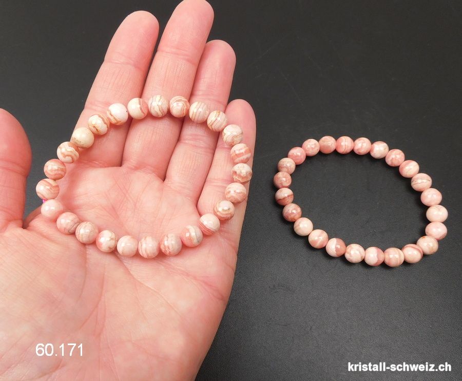 Armband Rhodochrosit 5,5-6 mm, elastisch 17,5 - 18 cm
