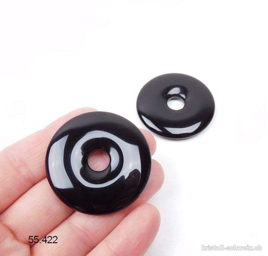 Obsidian schwarz Donut 4 cm. A-Qualität