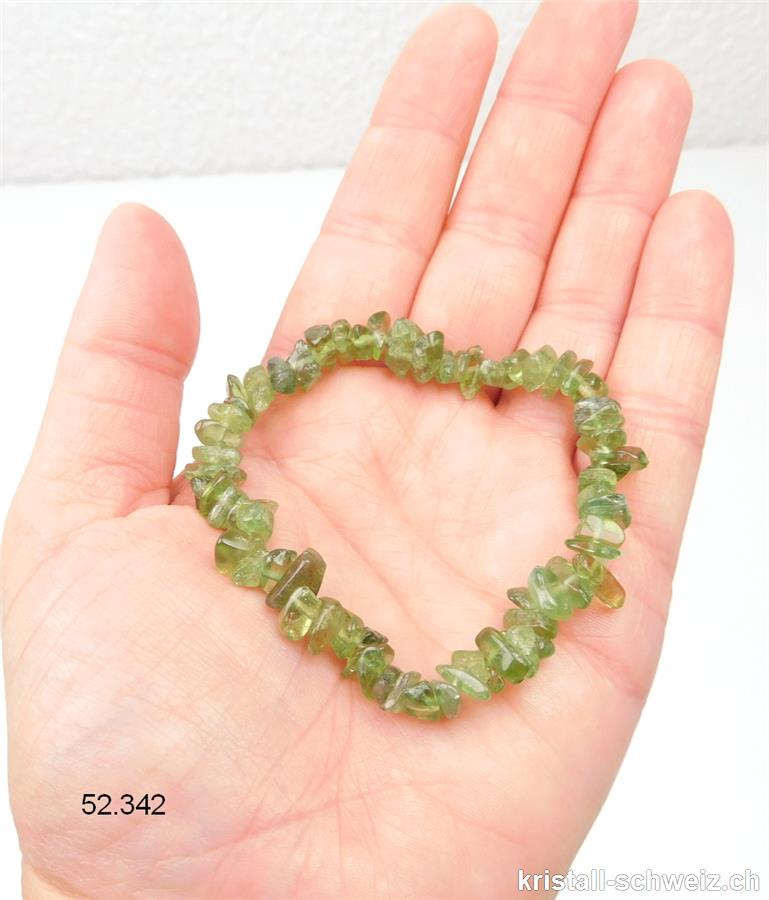 Armband Apatit grün Splitter, elastisch 18 - 18,5 cm. Grösse M