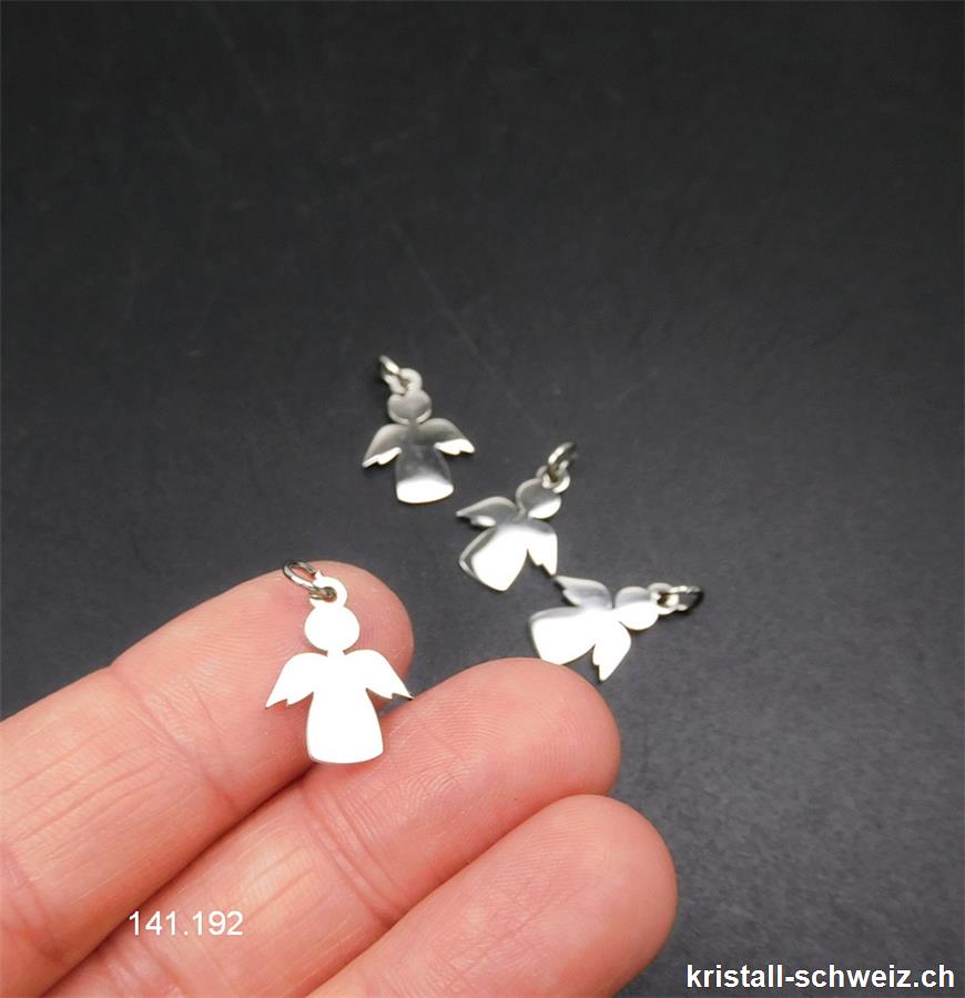 Charm Engel aus Metall versilbert 1,5 cm, mit offenem Ring