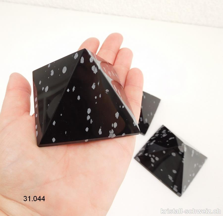 Pyramid Schneeflocken Obsidian, basis 6,7 - 7 cm x hoch 4,7 cm. SONDERANGEBOT