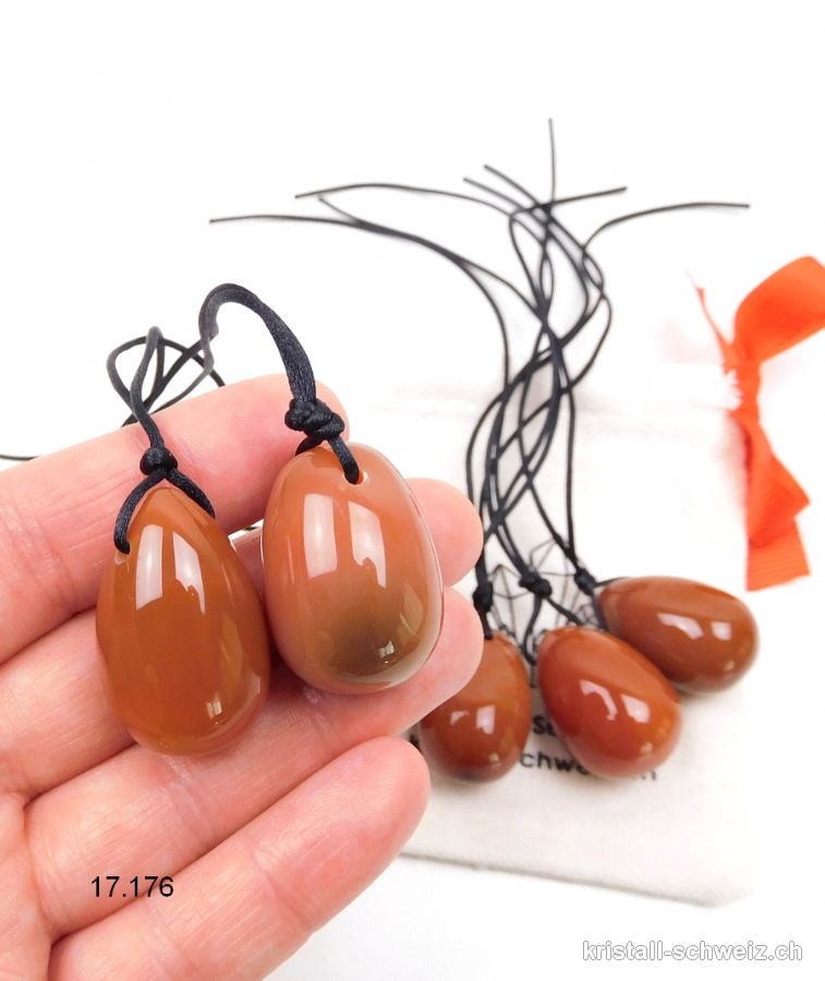 1 Ei YONI Karneol opak 3 x 2 cm. Grösse S. Gebohrt. Sonderangebot