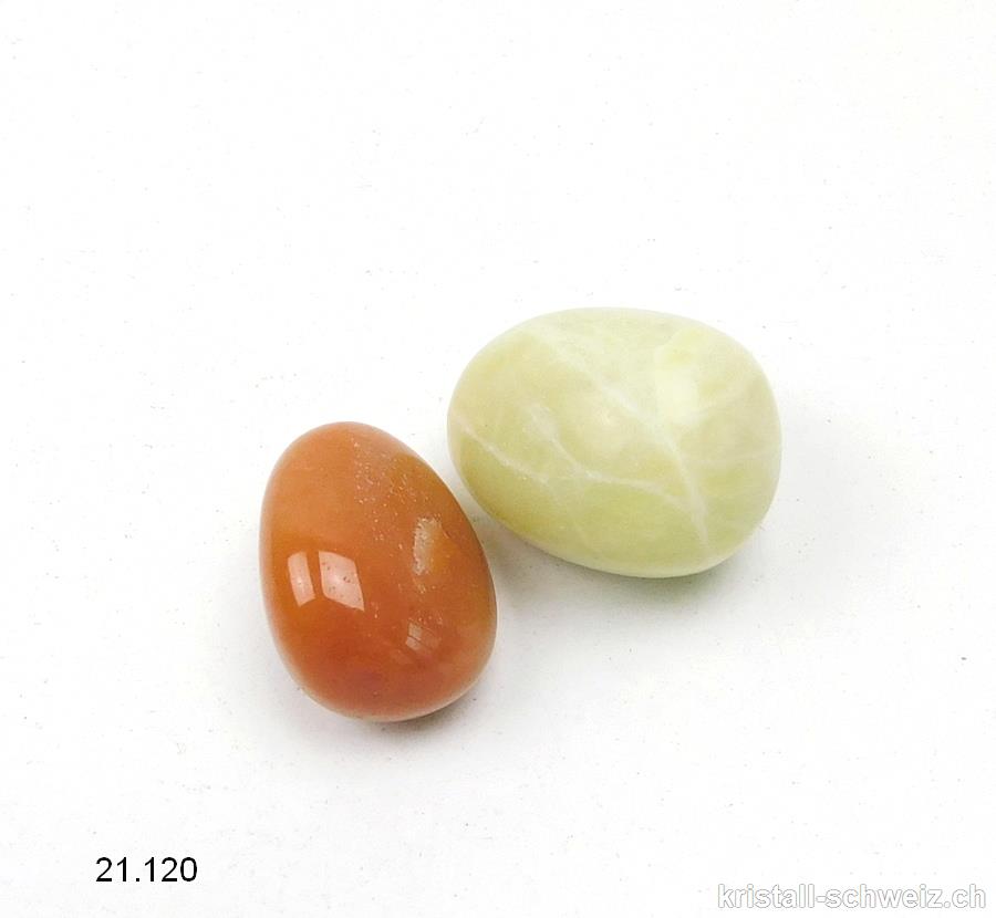 1 x Aventurin orange und x 1 Jade Serpentin 2 bis 3 cm. SONDERANGEBOT