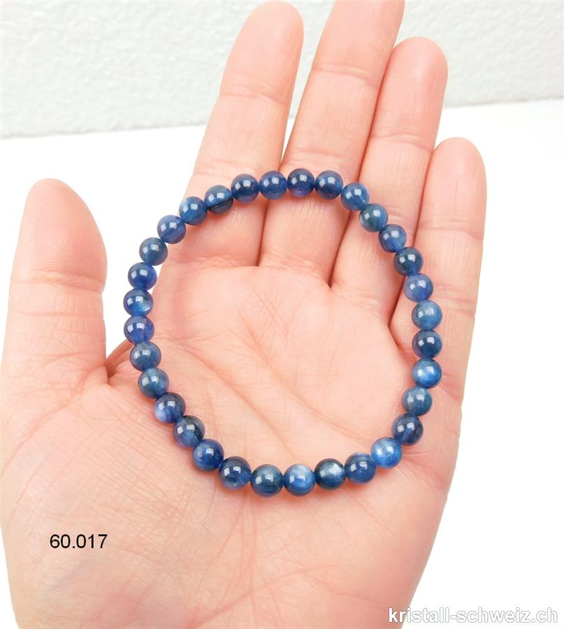 Armband Cyanit - Kyanit blau ( Disthen ) 6 mm, elastisch 19 cm. Grösse M-L