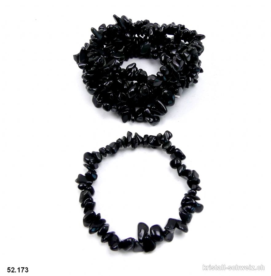 Armband Obsidian schwarz 18-19 cm. Gr. M-L