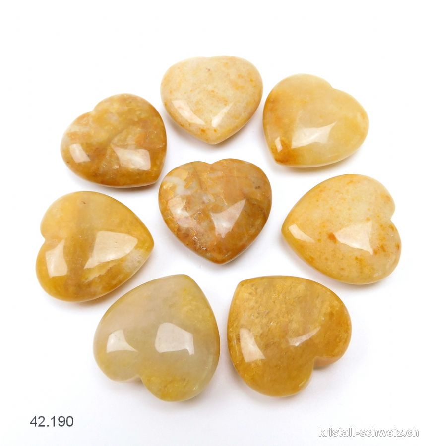 Herz Jade gelb-beige 3 x 3 x 1,2 cm. AB-Qual. SONDERANGEBOT