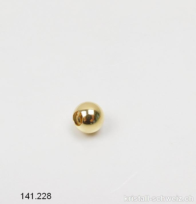 Perle 6 mm / Bohrung 2,4 mm, aus 925 Silber vergoldet