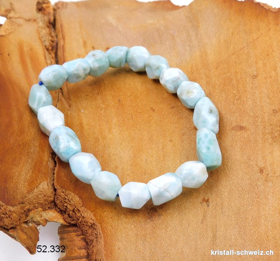 Armband Larimar Nuggets facettiert 8 - 10 mm, elastisch 18 - 19 cm. Sonderangebot