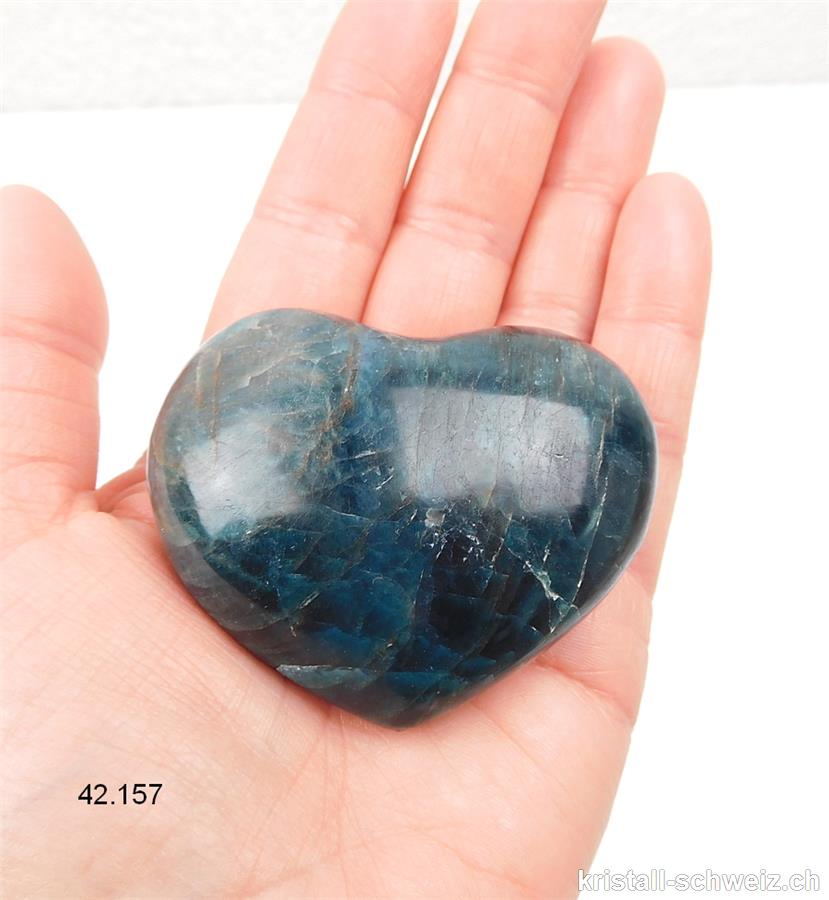 Herz Apatit blau aus Madagaskar 6 x 5 x dick 3 cm. Einzelstück 160 Gramm