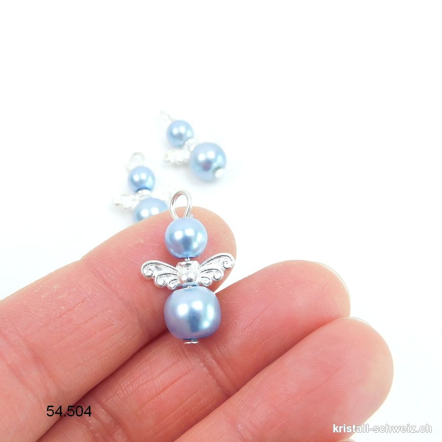 Charm Engel hellblau aus Metall 1,8 cm, mit offenem Ring