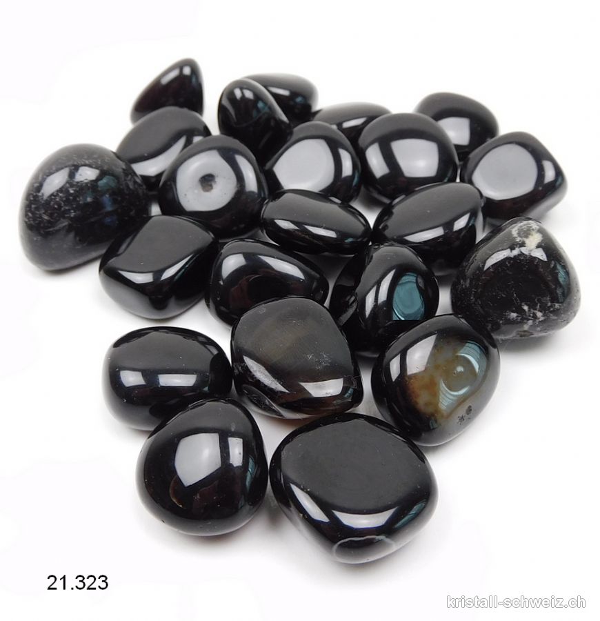 Onyx schwarz Natur 1,8 - 2,5 cm. Größe S-M. Sonderangebot