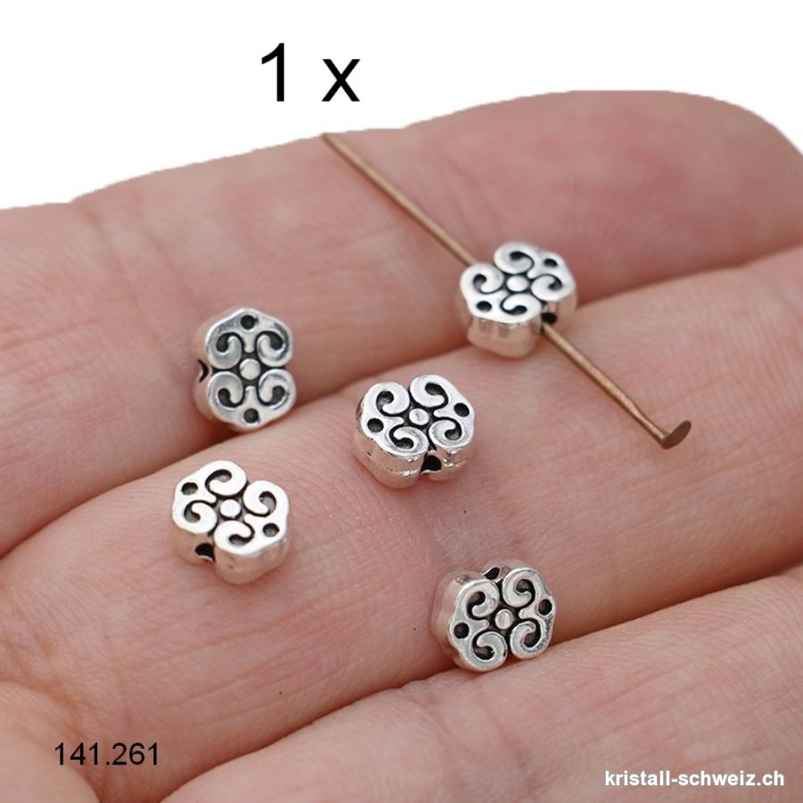 Zwischenteil Blume aus Metall versilbert 7 x 5,5 x dick. 3 mm