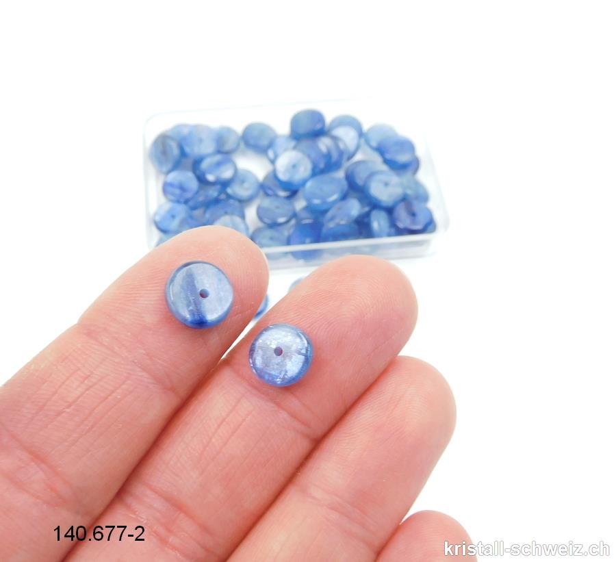 Cyanit - Kyanit - Disthen blau, Linse gelocht 8 x 2 - 3 mm dick.