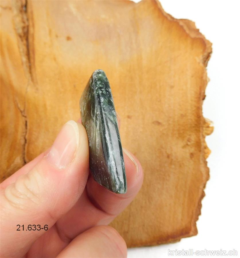 Seraphinit aus Siberien, Kantenstein 3,7 x 2,3 x D. 0,55 cm. Einzelstück
