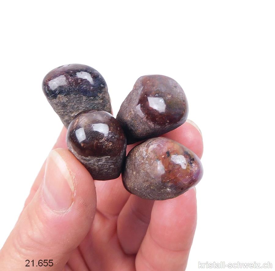 Saphir roh - Korund schwarz-blau-lila-rot 3 cm