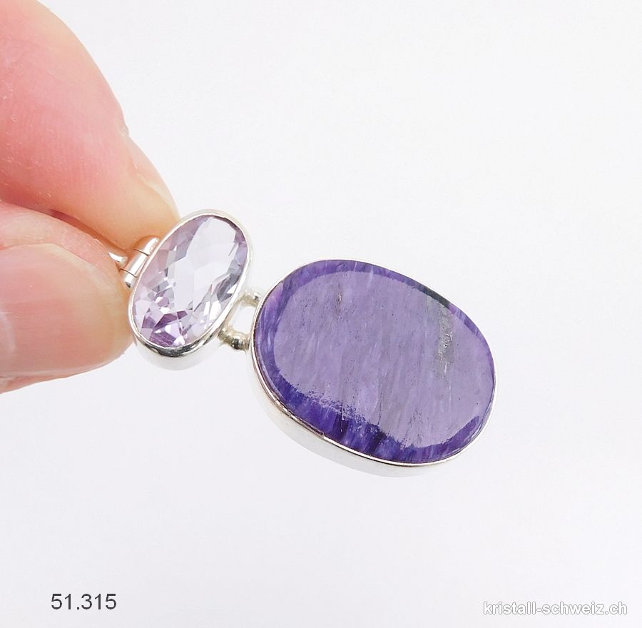 Anhänger Charoit - Amethyst aus 925 Silberfassung. Unikat