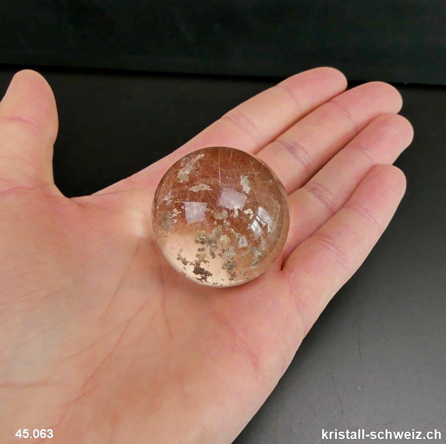 Kugel Rutil-Quarz 3,6 cm. Unikat 64 Gramm