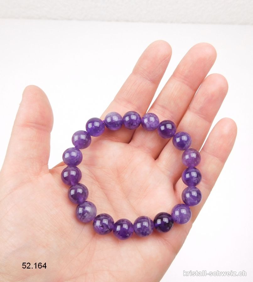 Armband Amethyst 10 mm, elastisch 19 cm. Grösse M-L