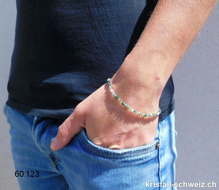 Armband Achat - Moosachat 3,5 mm, verstellbar ca. 17 bis 19 cm. Gr. S bis M