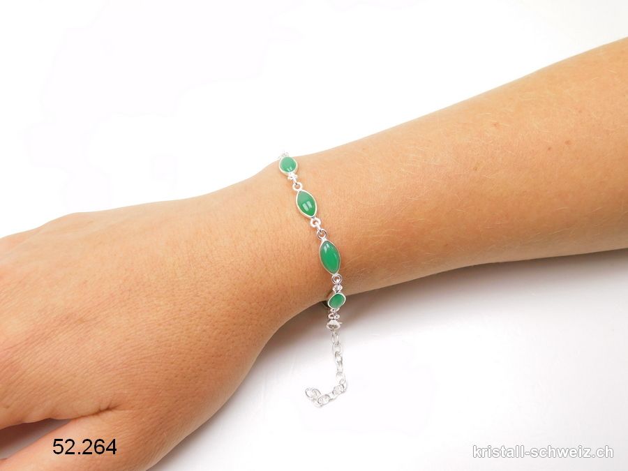 Armband Chrysopras grün aus 925 Silber. AA-Qual.