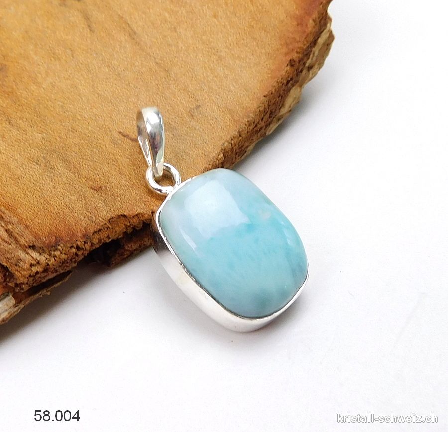 Anhänger Larimar 2 cm an Silberfassung. Unikat