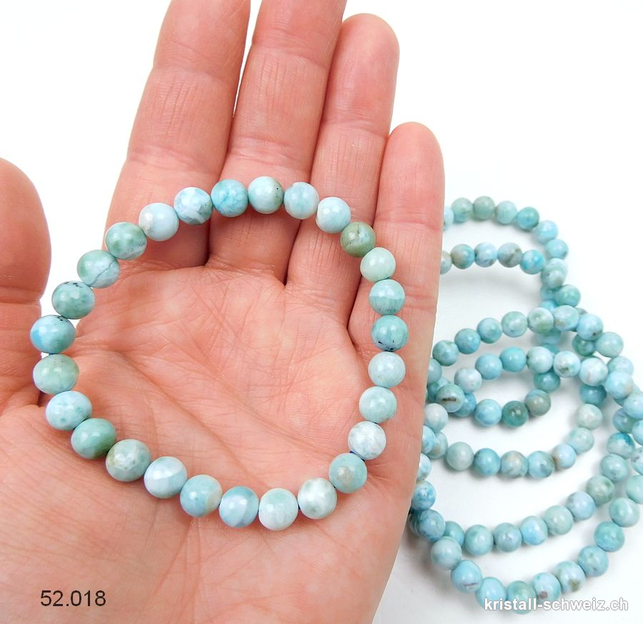 Armband Larimar blau-grün 7,2 mm / 18 cm. Sonderangebot