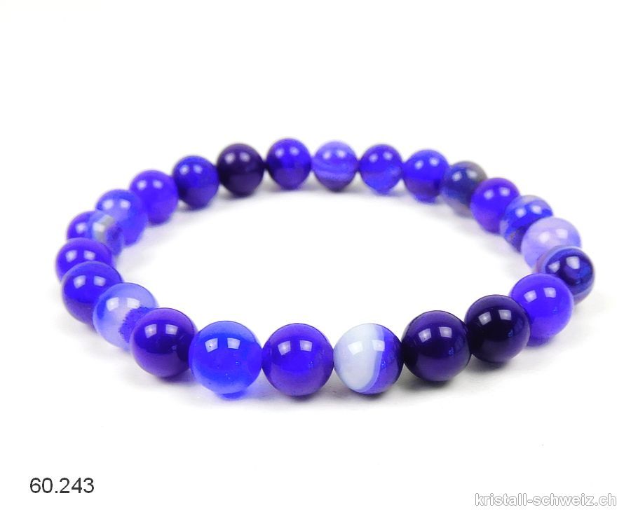 Armband Achat Indigo-Farbe 8 mm / 19,5 cm
