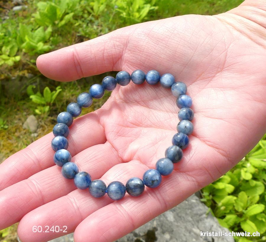 Armband Cyanit - Kyanit blau 7,5 mm / 19 cm. Unikat