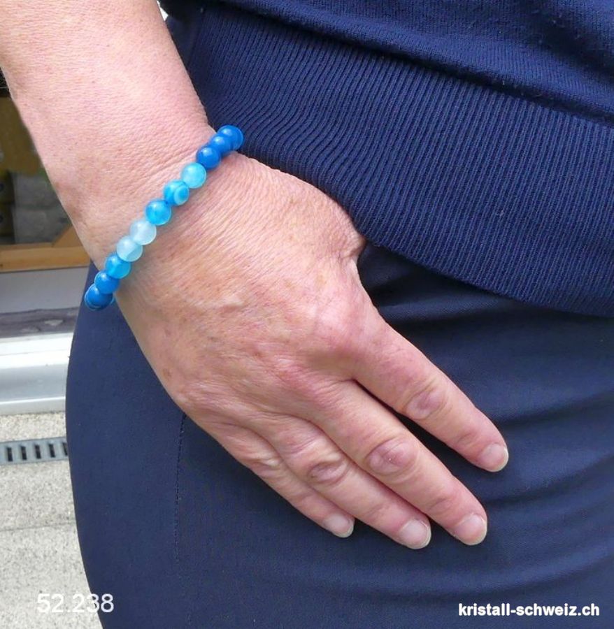 Armband Achat blau 8 mm, elastisch 18 cm