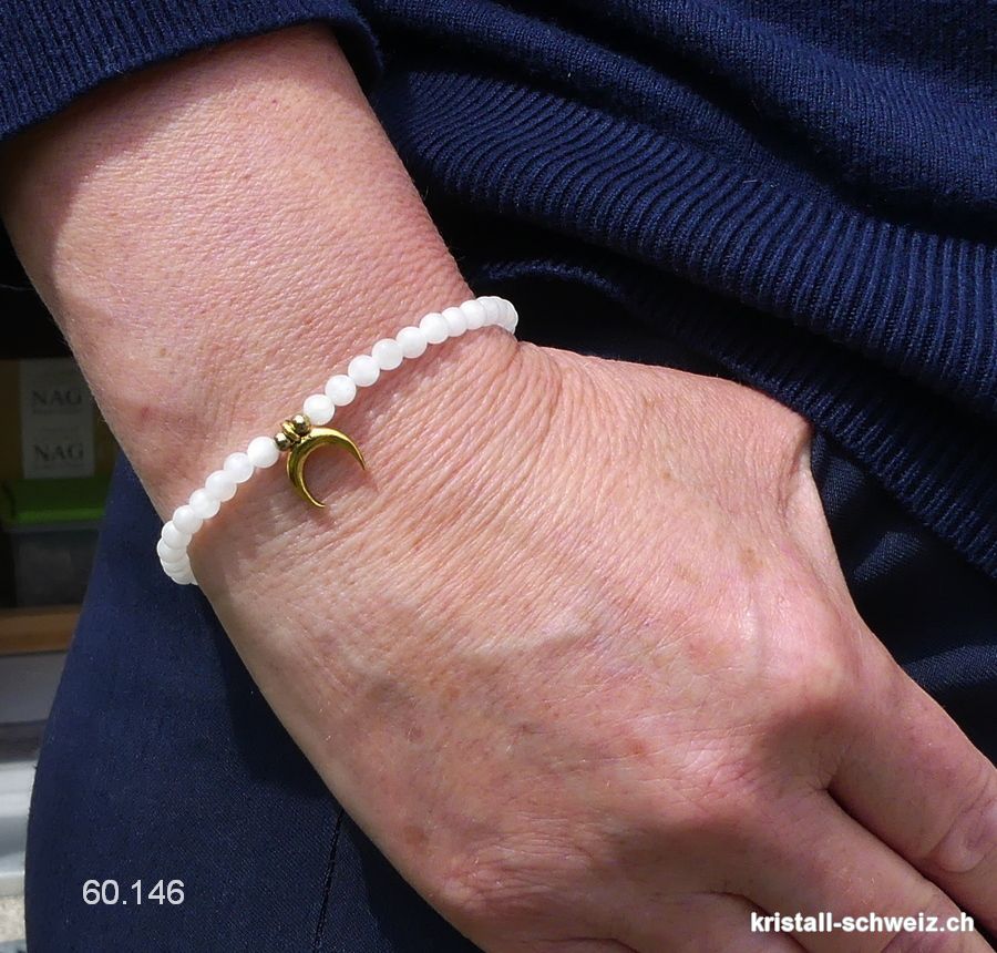 Armband Mondstein weiss 4 mm / 18 cm mit MOND