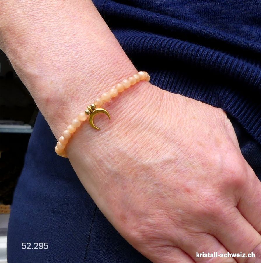 Armband Mondstein Lachs 4,5 mm / 18,5 cm mit MOND