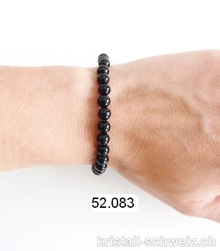 Armband Onyx schwarz 6 - 6,5 mm, elastisch 19 cm. Grösse ML