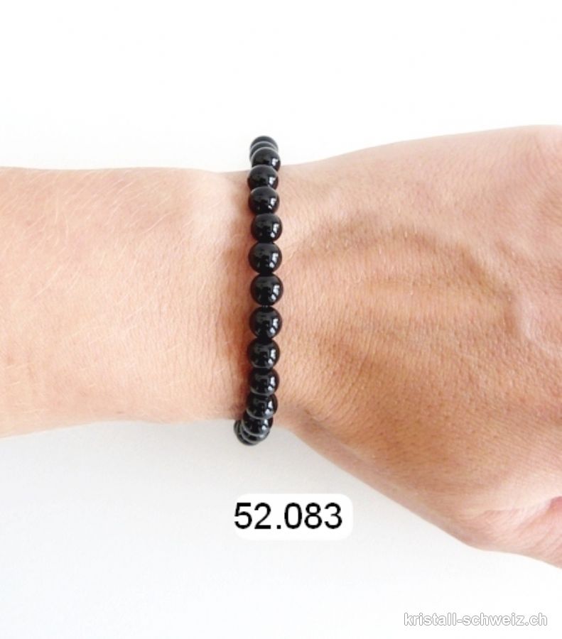 Armband Onyx schwarz 6 - 6,5 mm, elastisch 19 cm. Grösse ML