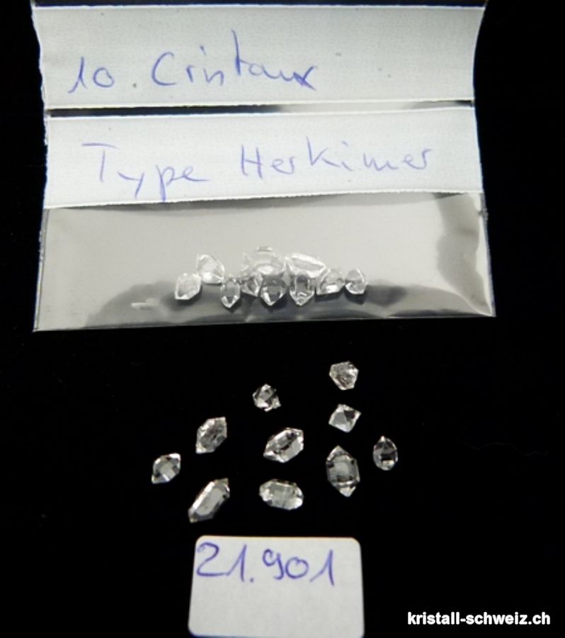 10 x Herkimer Diamant aus Pakistan 2 bis 4 mm. A-Qualität