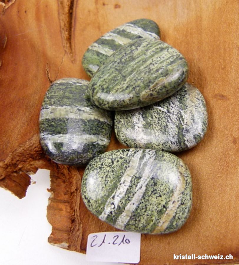  Serpentin Silberauge - Chrysotil flach 3,5 bis 4 cm. Größe M - L