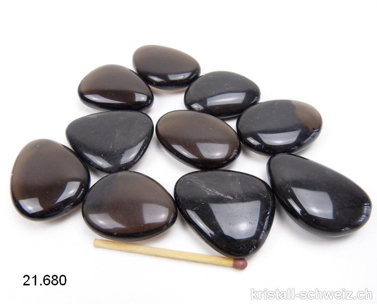 Obsidian geräuchert - Rauchobsidian flach 3 - 3,5 cm. Größe M