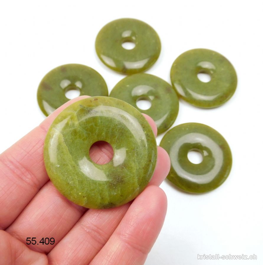 Jade Serpentin Oliv, Donut 4 cm