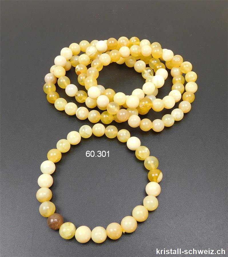 Armband Opal natur gelb 8 mm, elastisch 18,5 cm