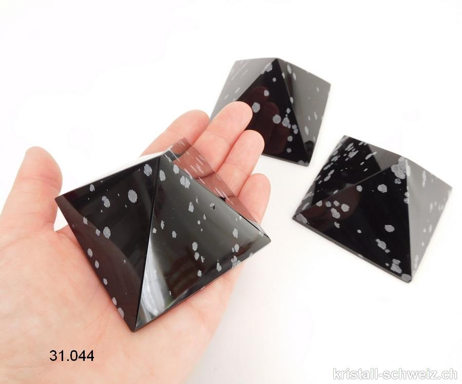Pyramid Schneeflocken Obsidian, basis 6,7 - 7 cm x hoch 4,7 cm. SONDERANGEBOT