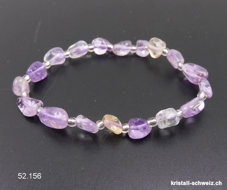 Armband Amethyst hell u. Citrin 5 - 8 mm / 17,5 - 18 cm. Grösse SM