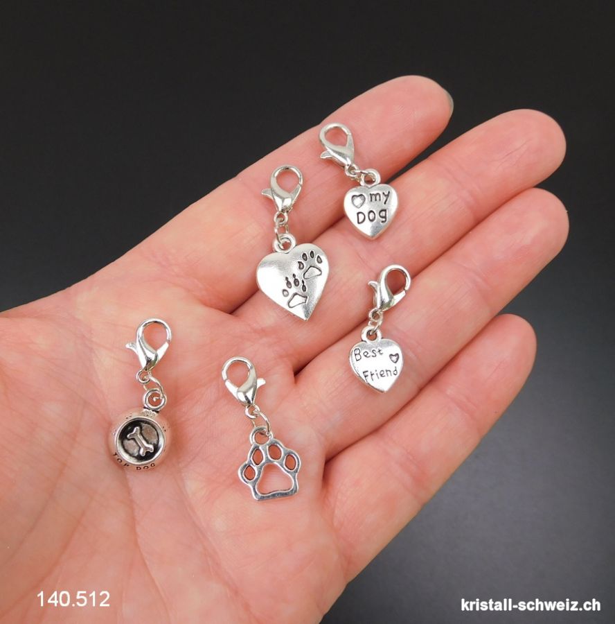 Los 5 Charms 1 bis 1,5 cm und Haken, aus Metall versilbert. SONDERANGEBOT