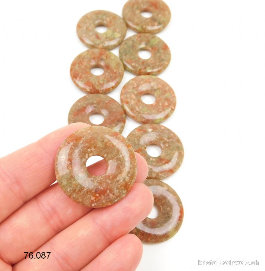 Epidot - Unakit - Granit, Donut 3 cm