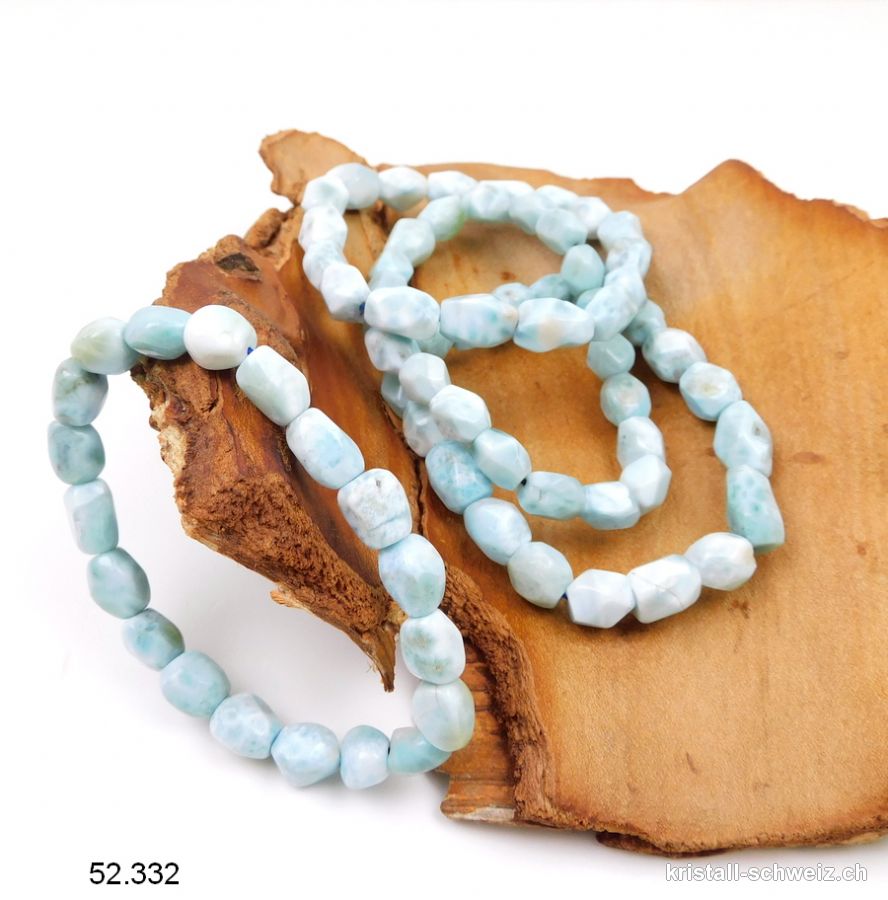 Armband Larimar Nuggets facettiert 8 - 10 mm, elastisch 18 - 19 cm. Sonderangebot