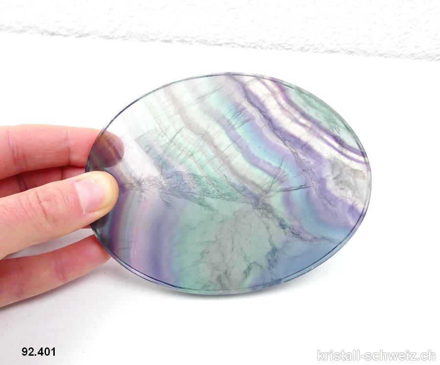 Fluorit Regenbogen polierte Platte 11,6 cm und Ständer. Einzellos