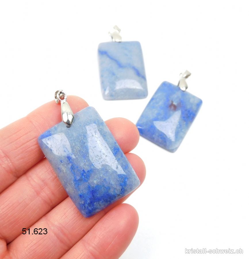 Anhänger Quarz blau - Blauquarz Cabochon mit Metall-Clip abnehmbar