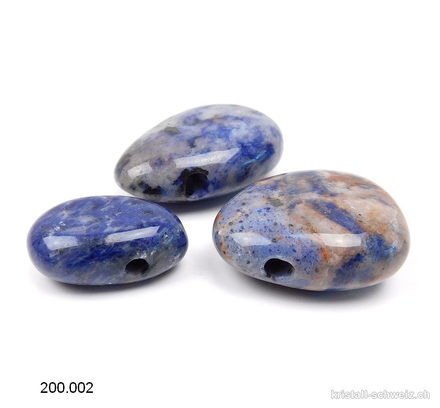 3 x Sodalith 2,5 - 3 cm, Gebohrt